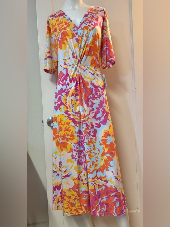 MSK Dresses & Skirts - MSK Women Midi Floral Dress Colorful Stretchy Comfy NWT Sz 1X